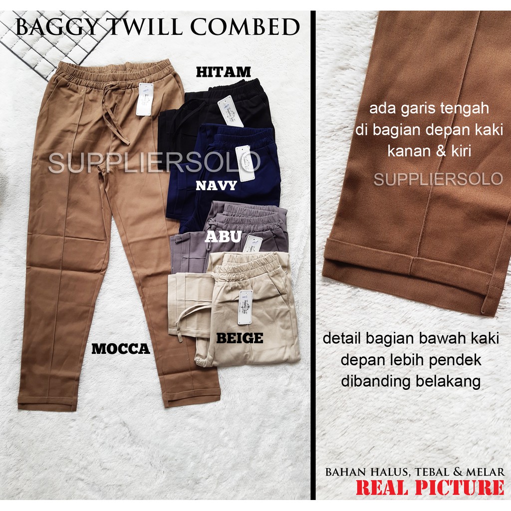 BAGGY PANTS TWILL COMBED PREMIUM GRADE A ( HALUS DAN TEBAL ) UKURAN XL DAN JUMBO