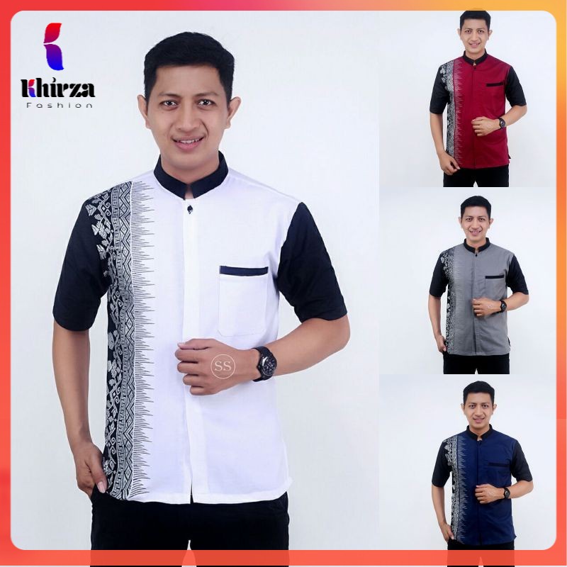 Koko Batik Fashion Muslim Kombinasi  M/L/XL Dewasa KOKO KURTA DAN KOKO HADROH  - by BATIK PITTO