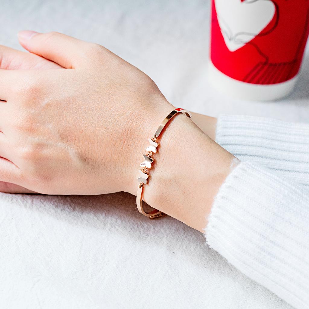 OLEVS Gelang Tangan Rantai Aksen Kupu kupu Warna Rose Gold OLEVS Gelang Tangan Rantai Aksen Kupu kupu Warna Rose Gold