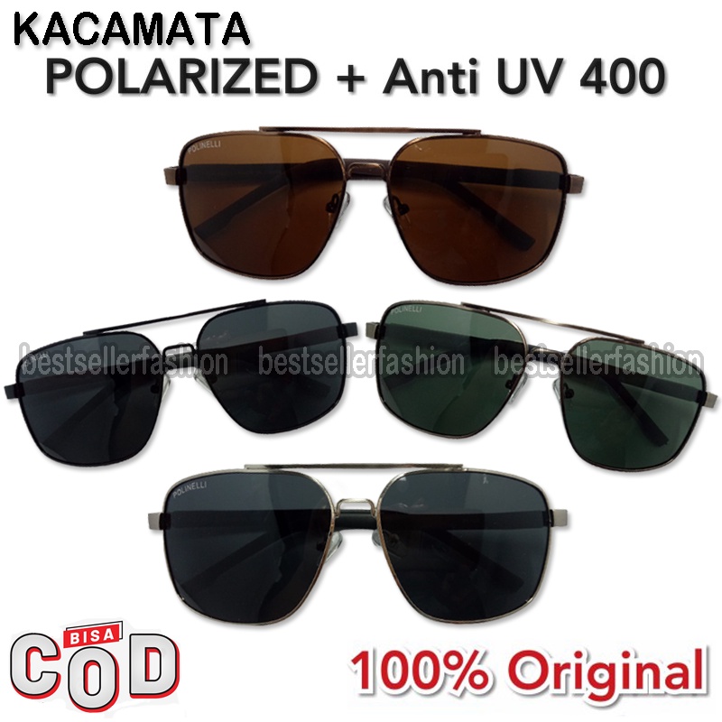 Kacamata Hitam Polarized Pria Wanita Square Frame Sunglasses Style Retro Ultraviolet Glare Blocking Kaca mata Anti Silau  Lensa Polarised / Polinelli