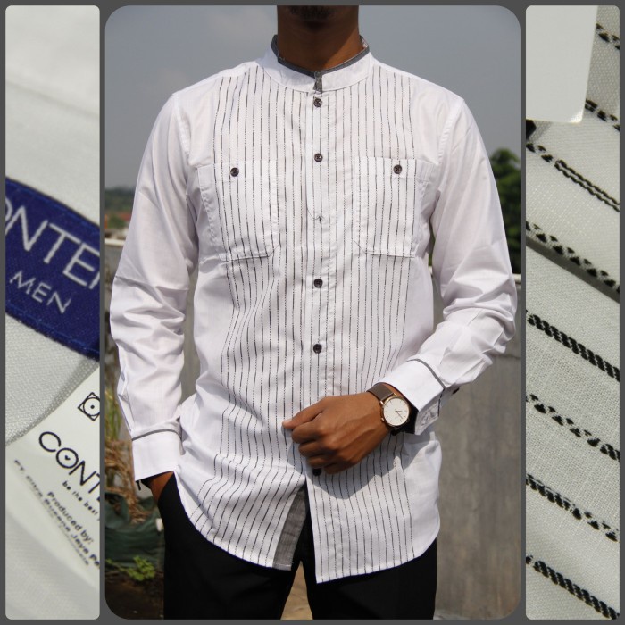 Baju Koko Pria Contempo Lengan Panjang Motif Bordir 01 - S