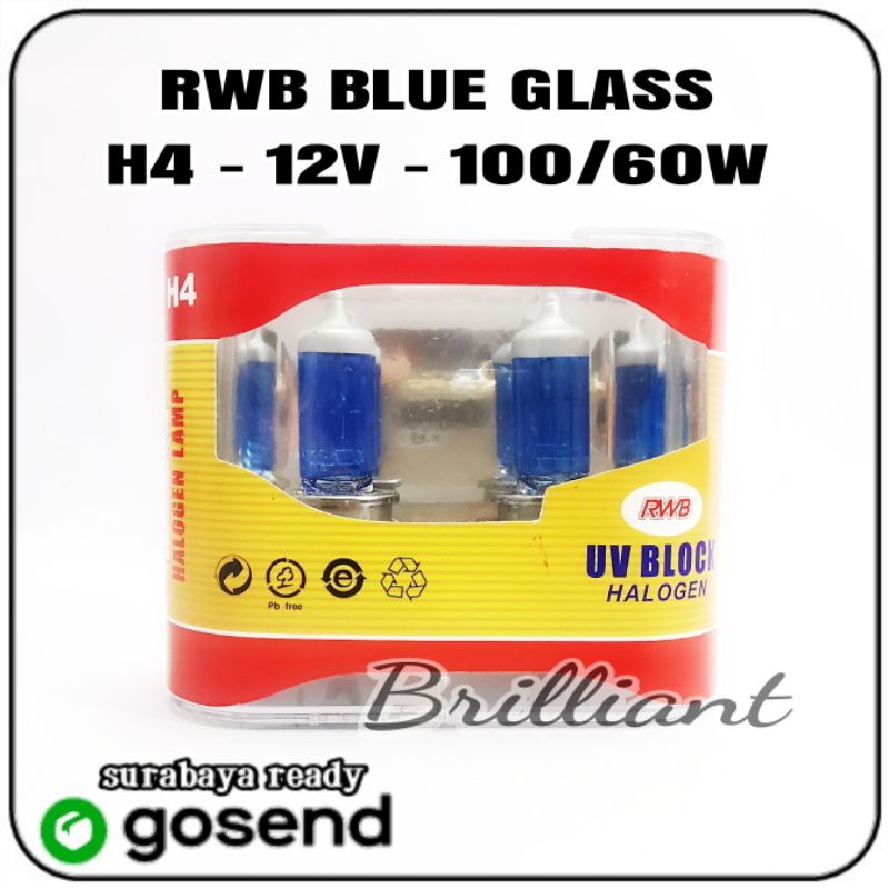 Bohlam Halogen Xenon Blue Glass - RWB - H4 / H3 / H11 / 9012 HIR2 / HB4 / H27 881