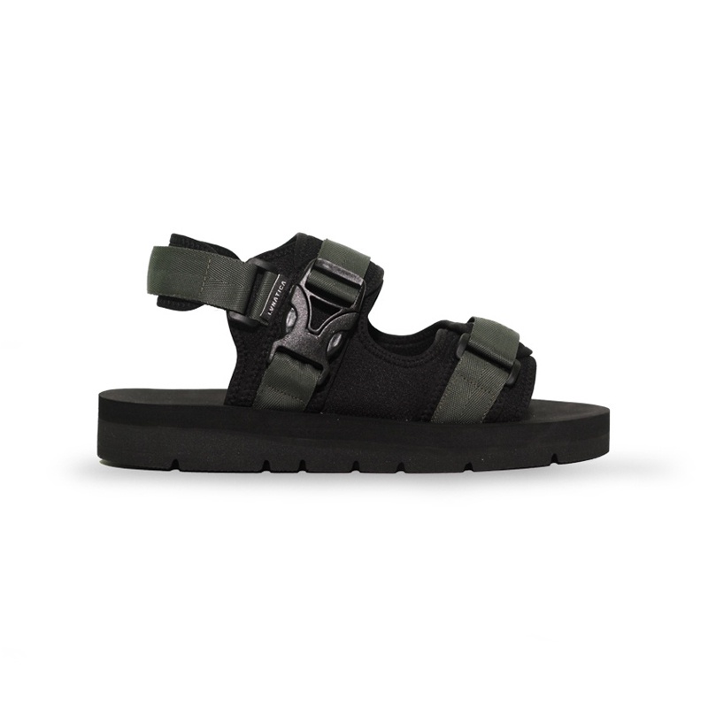 ALMOST OLIVE BLACK ORIGINAL x LVNATICA Sandal Casual Hijau Hitam Pria Sendal Gunung Kasual Jalan Santai Harian Main Hangout Lebaran Traveling Fashion Distro Remaja Dewasa Outdoor Adventure Premium Travelling Footwear Tali 2 3 Green Strap Keren Terbaru