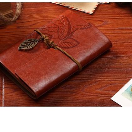 

➶ Binder / Buku Catatan Kulit Retro Leaf Kertas A6 - A6 BROWN ♔