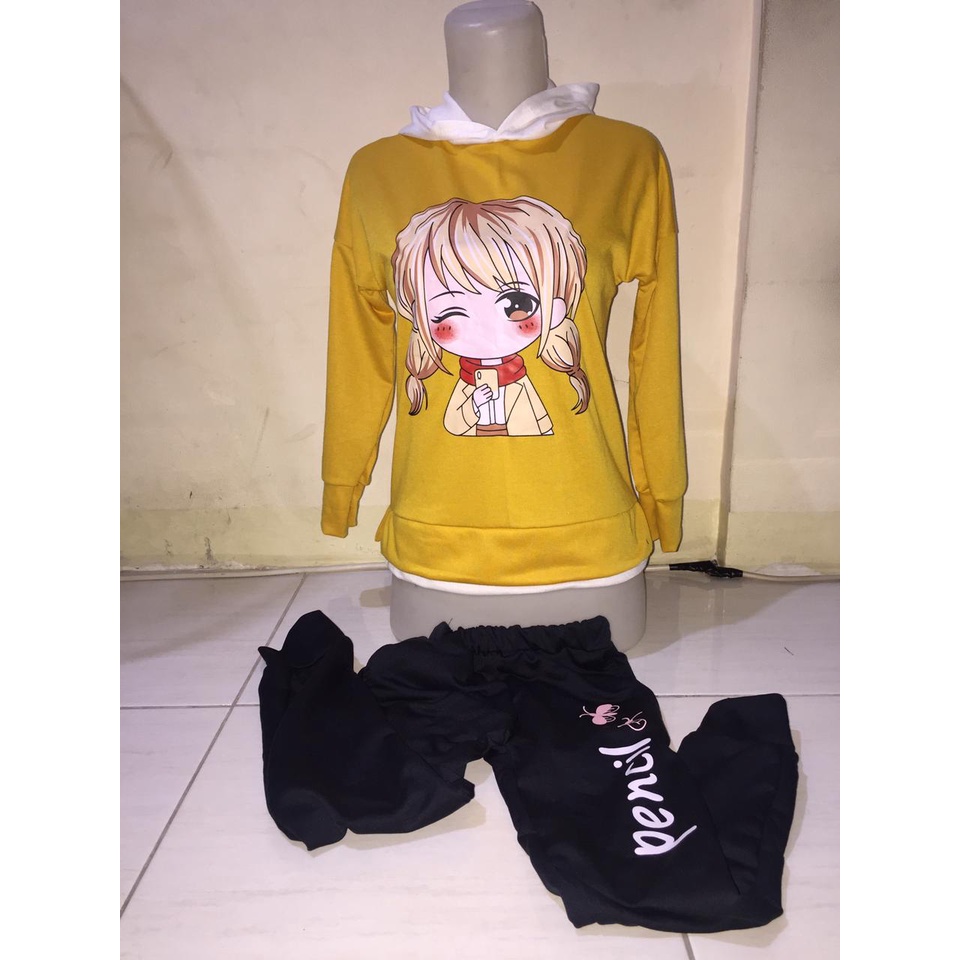 INV - SETEELAN HOODIE MAHIKA / KUNING / HITAM / TERBARU / MAHIKHA KIDS