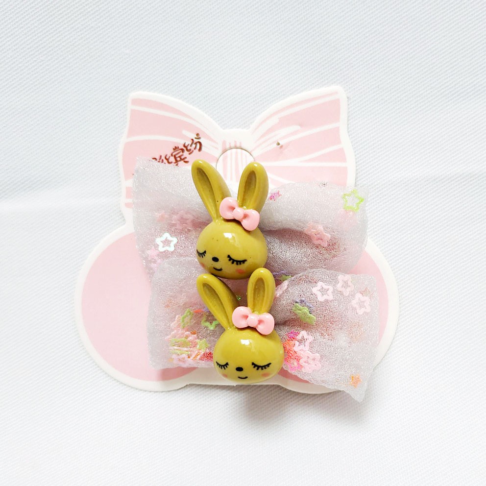 PGS-051 RIBBON RABBIT ISI 2 Jepit Rambut Pita Kelinci