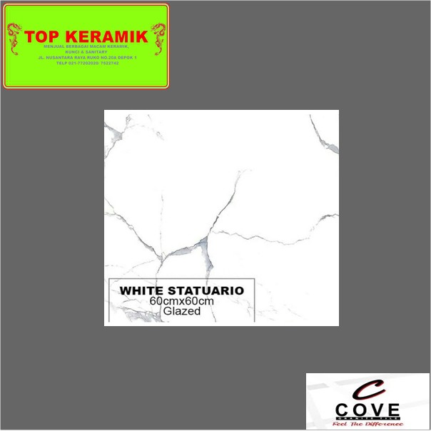 Granite Lantai Cove 60x60 White Statuario Kw 1