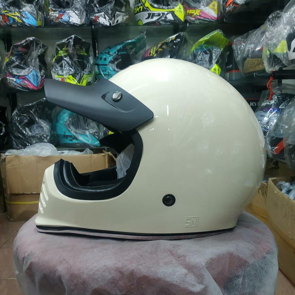 Jual JP SIGNATURE SOLID CREAM GLOSSY HELMET CAKIL MODERN JPX JP HELM