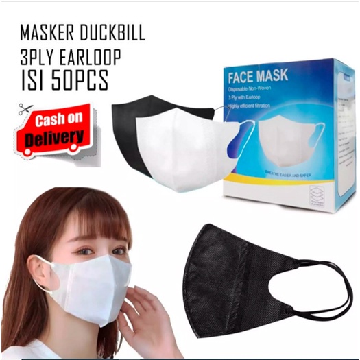 MASKER DUCKBIL PER BOX ISI 50PCS WARNA PUTIH HITAM