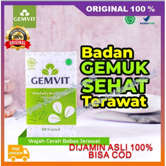Gemvit Solusi Jitu Berat Badan Montok Berisi Wajah Glowing Cerah Alami 100% ASLI BPOM