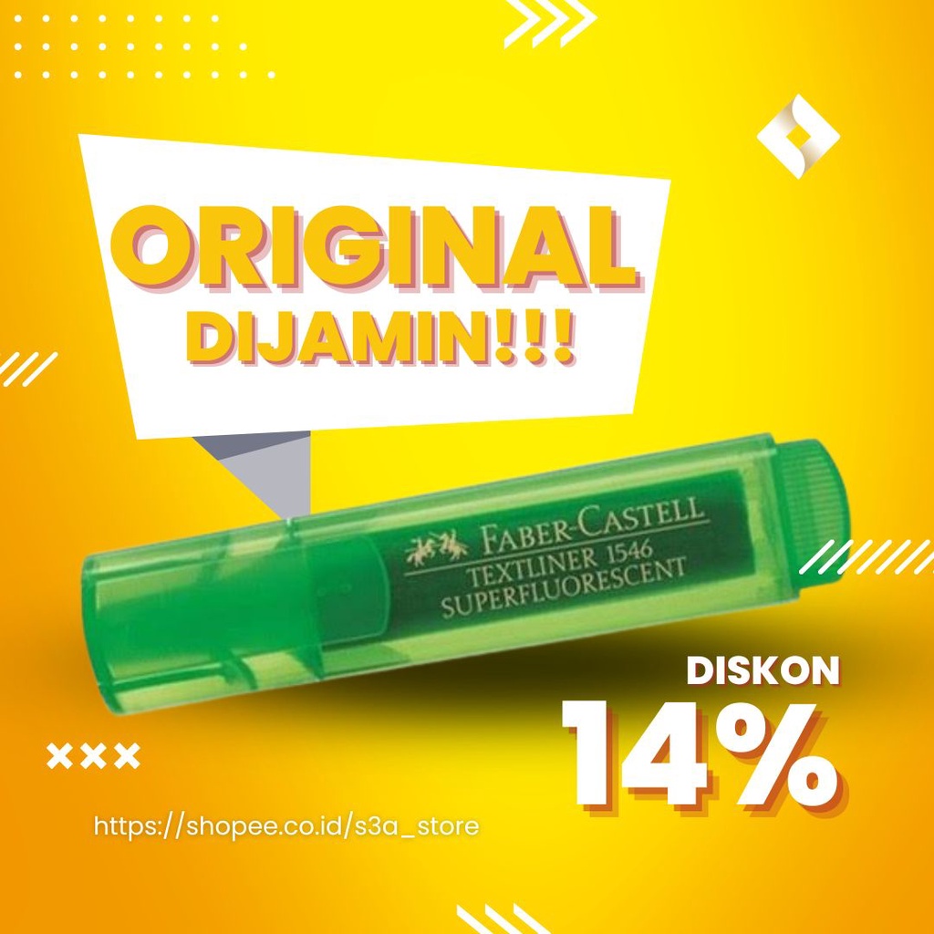 

S3A_STORE (SALE) STABILO WARNA HIJAU FABER CASTELL TEXTLINER 1546 SUPERFLOURESCENT GREEN MARKER PEN HIGHLIGHTER PENANDA TULISAN BERWARNA MURAH