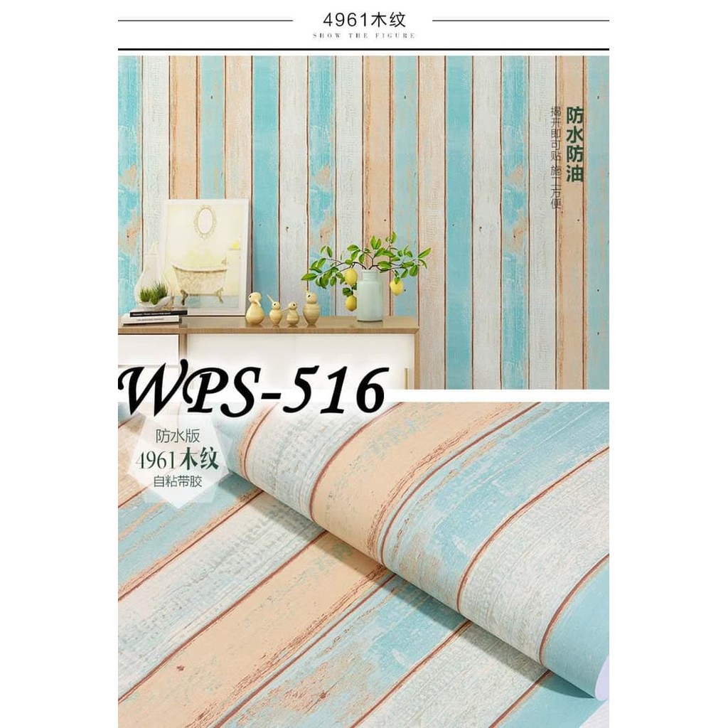 Terlaris Wps516 Blue Gold Wood List Wallpaper Terlaris Sticker Terlaris  Walpaper Dinding AjD61jC5d7BaD