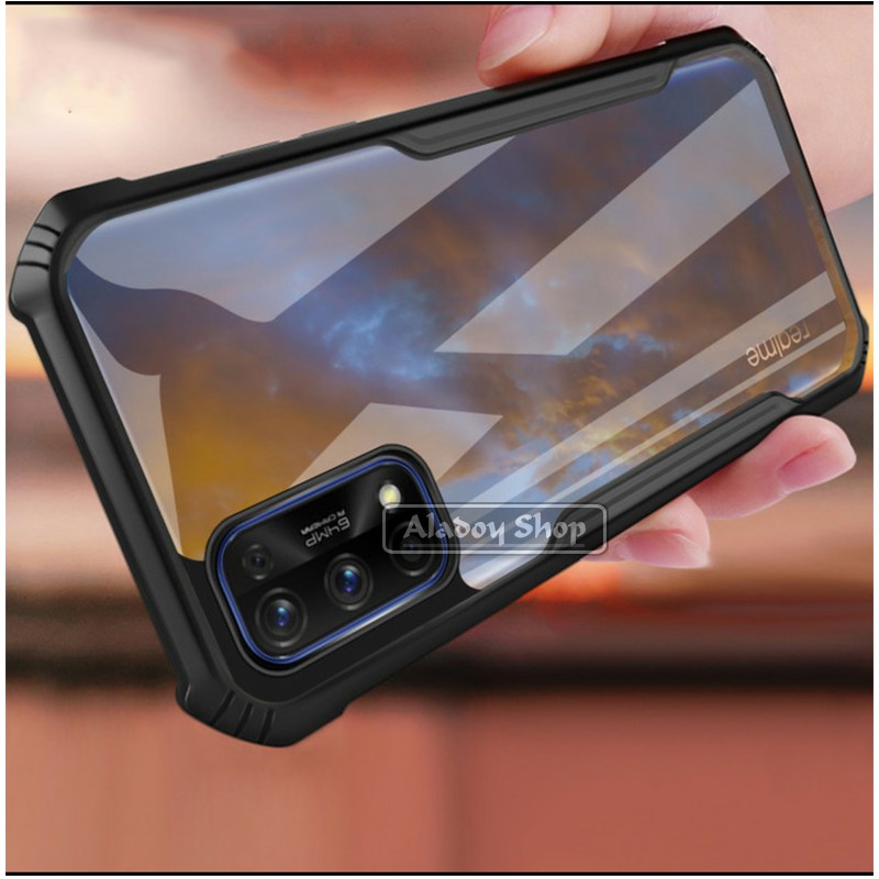 Case Realme 7 6,5 Inch Shockproof Armor Transparent Premium Caseing + Garskin Carbon