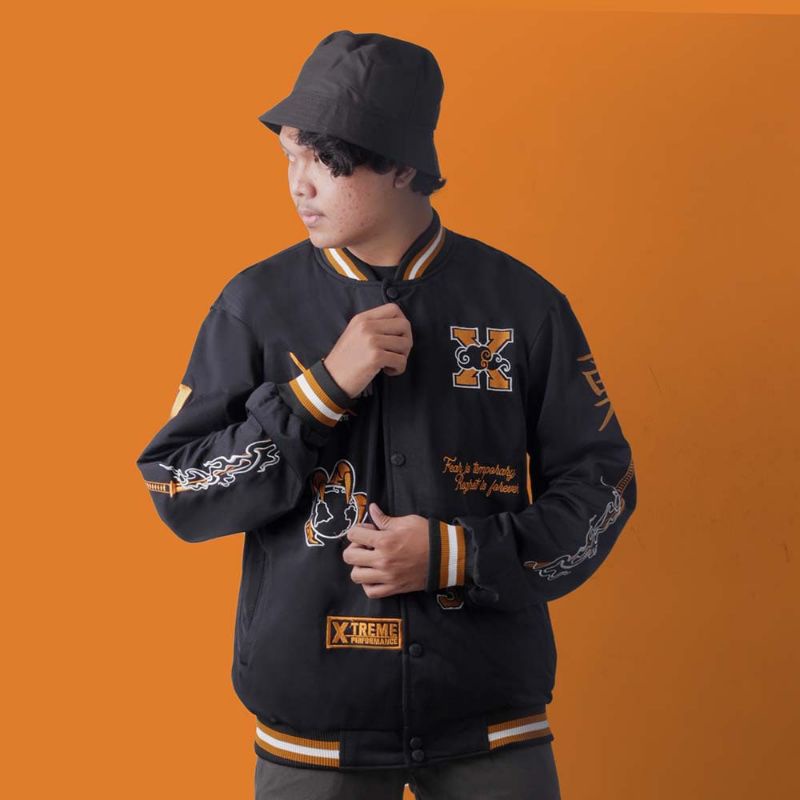 Varsity Jaket Baseball Motif Terbaru Premium Material Full Bordir | Xtreme Performance | Jaket Distro Keren Style Korea Japan