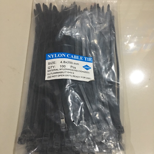 KABEL TIS HITAM 4,8 x 200 mm / NYLON CABLE TIES / PENGIKAT KABEL