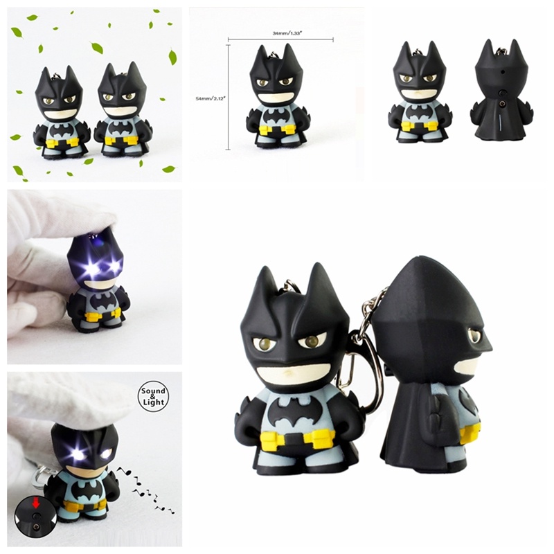 【Theredsunrisesiwy.id】New arrive Batman keychain Led keychain with sound  Flashlight  cool keyrings