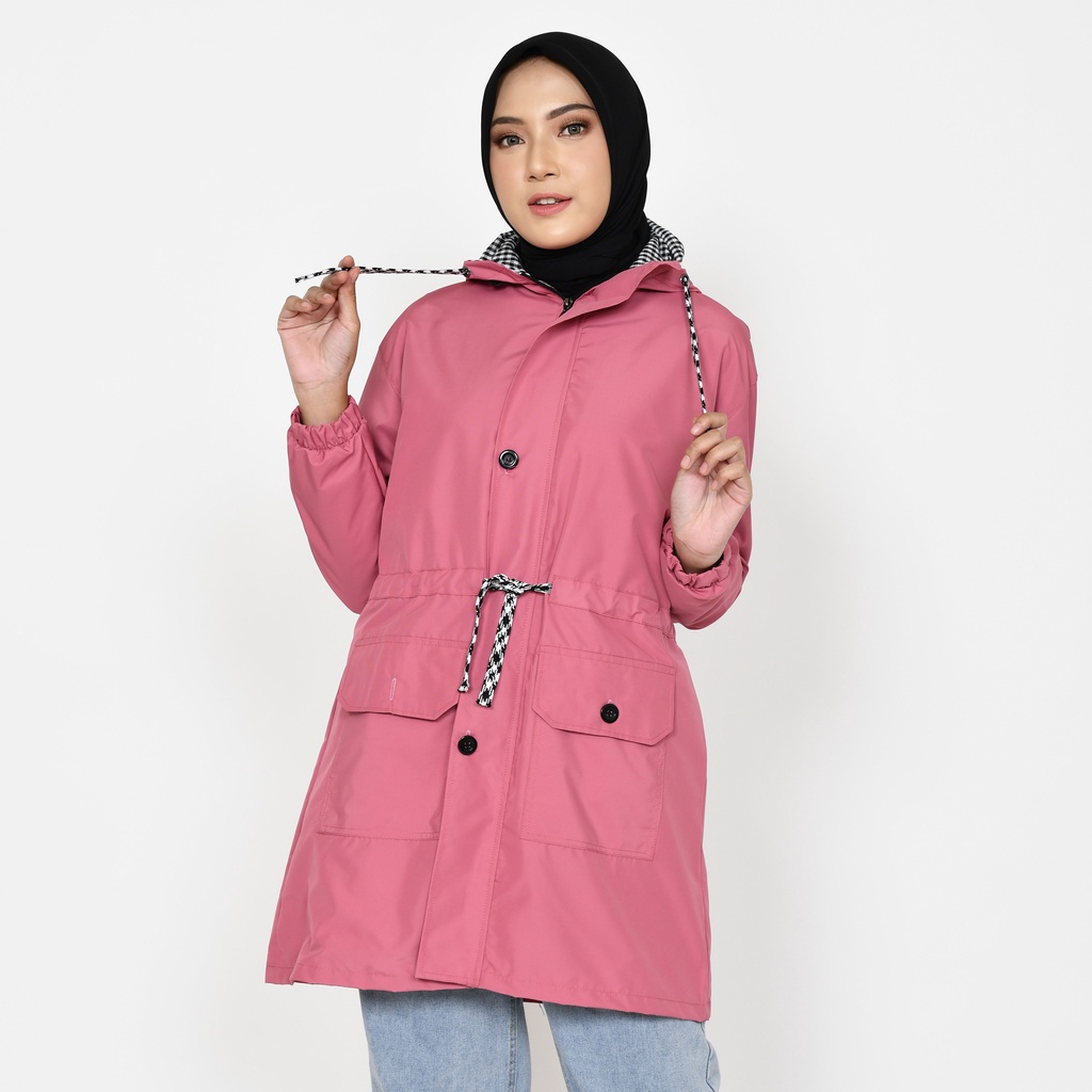 Jaket Hoodie Cewek Parka Wanita-Pink