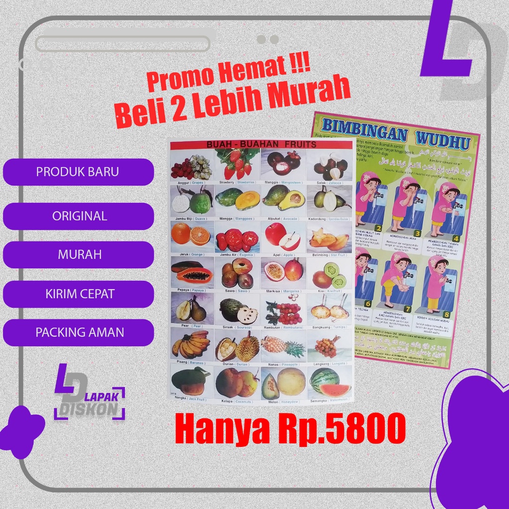 

Promo Poster Beli 2 Lebih Murah | Poster Buah-Buahan Dan Poster Bimbingan Wudu