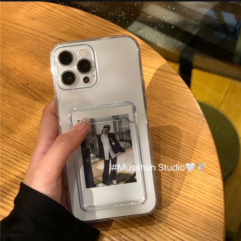 Soft Case Silikon Transparan Holder Kartu Untuk iPhone 14 Pro Max 13 Pro Max 12 11 Pro Max 12 mini SE 2020 6 6S 7 8 Plus X XR XS Max i6 i7 i8 i11 i12 +