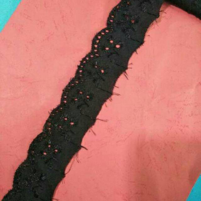 PER METER RENDA KATUN WARNA HITAM LEBAR 4CM