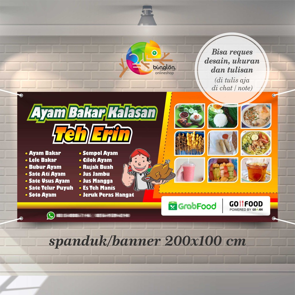 Spanduk, Banner Ayam Bakar Ukuran Sedang
