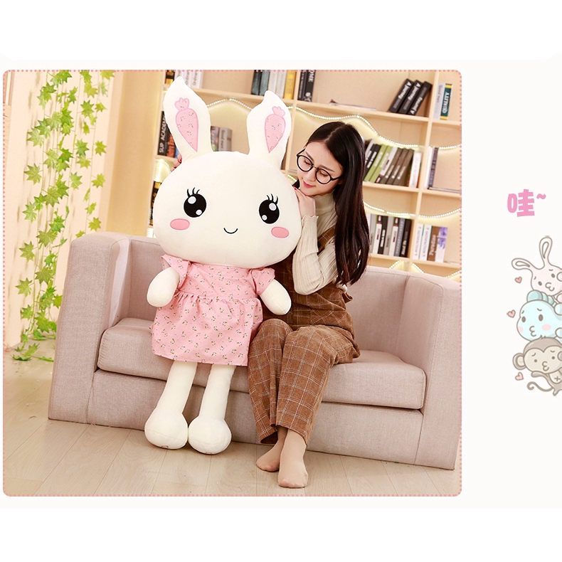 Boneka Kelinci Bahan Plush Ukuran 50cm untuk Hadiah Ulang Tahun Anak