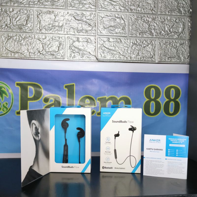Anker Soundbuds Flow IPX7 Bluetooth Earphone Sport Waterproof Long Baterai 12 Hour Playtime Original