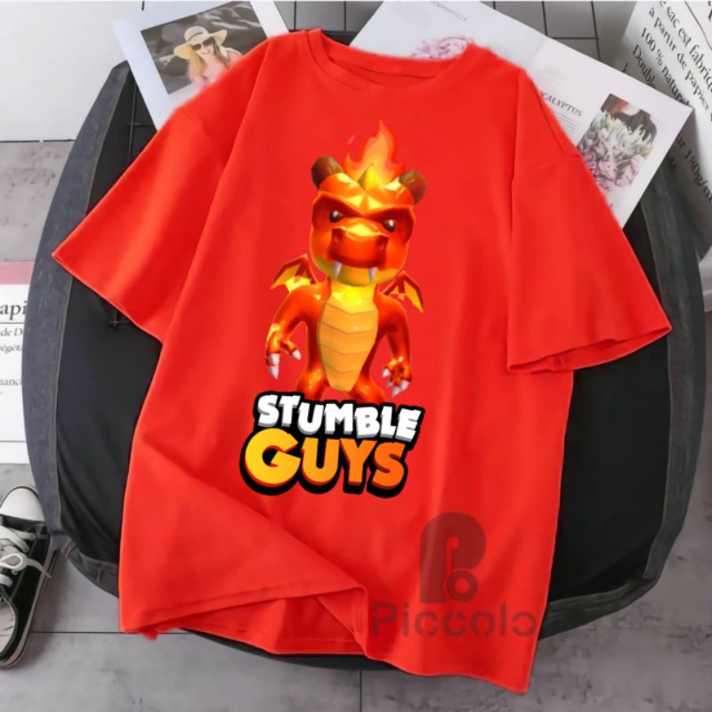 BAJU KAOS ANAK STUMBLE GUYS NAGA MERAH  BAHAN PREMIUM