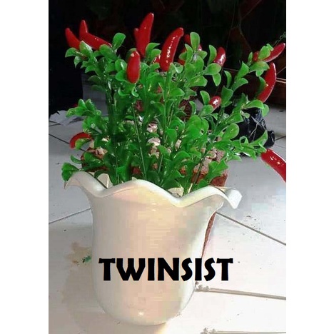 Set Buah Cabe Plastik Artificial Palsu Pot Tempel Dinding/Hiasan Dekorasi Dinding/Bunga Hias Plastik