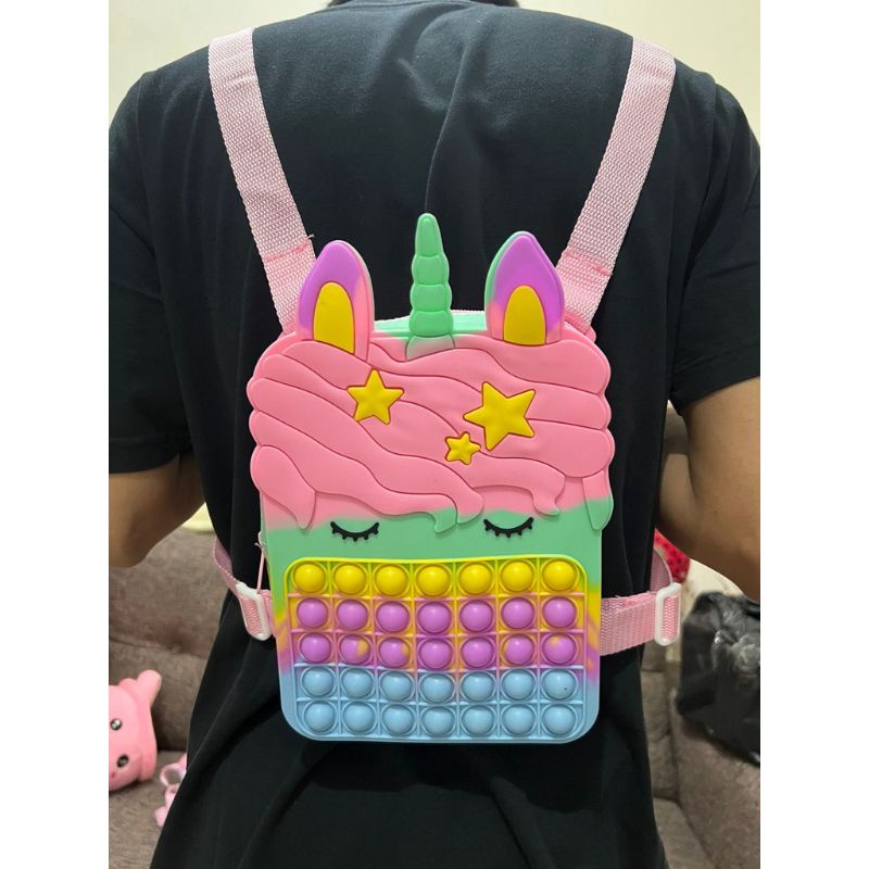 TAS RANSEL POP IT MUAT BUKU UNICORN RAINBOW ANAK PROMO MURAH