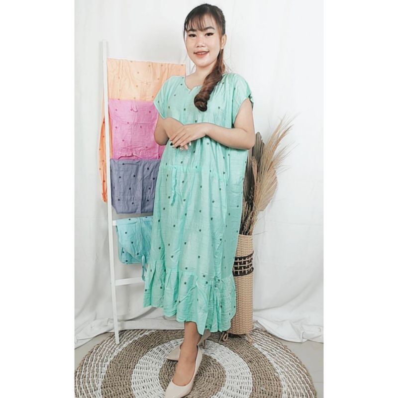 RUFFLE RIT SERUT JUMBO BAJU TIDUR VIRAL KEKINIAN TIE DYE HARGA GROSIR MOTIF RANDOM SURABAYA-Bunga Kecil Tosca