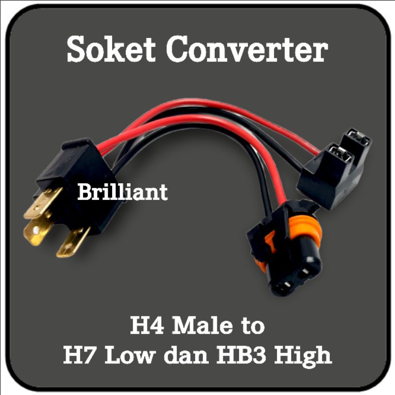 Soket Lampu Adapter Converter Konverter - H4 Input to Single Beam Soket H7 H11 Hb3 Hb4