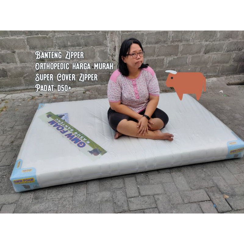 Promo Banteng Zipper kasur Busa hard foam rebonded d50+ GMW multi ukuran super cover tebal halus