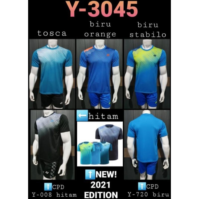 [COD] BAJU KAOS BADMINTON YONEX GRADE ORIGINAL IMPORT TERBARU | JERSEY BULUTANGKIS Y 3045 PRIA HITAM