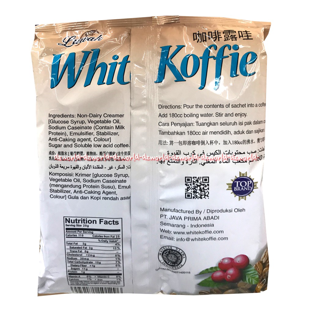 Luwak White Coffee Original Kopi Instant Kopi Bubuk Kopi Luwak Isi 18 Sachet Shopee Indonesia