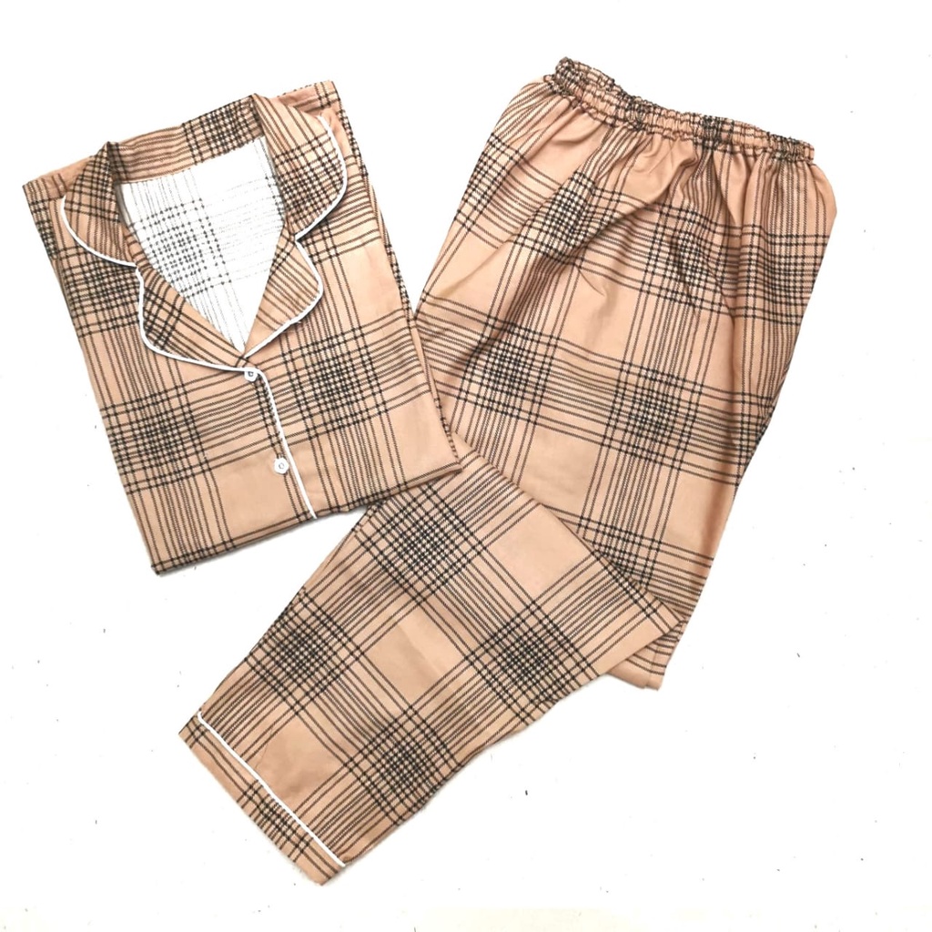 baju tidur piyama dewasa LENGAN PANJANG L muat bb 55 kg setelan piyama baju tidur-8