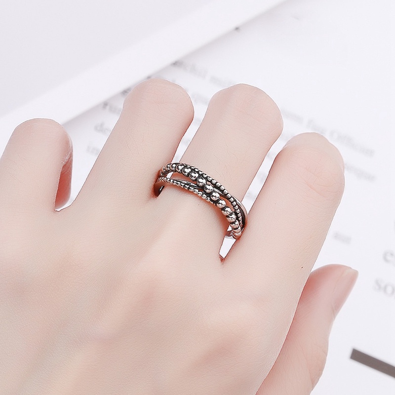 Cincin Manik-Manik Bahan Sterling Silver Dapat Diputar Untuk Wanita