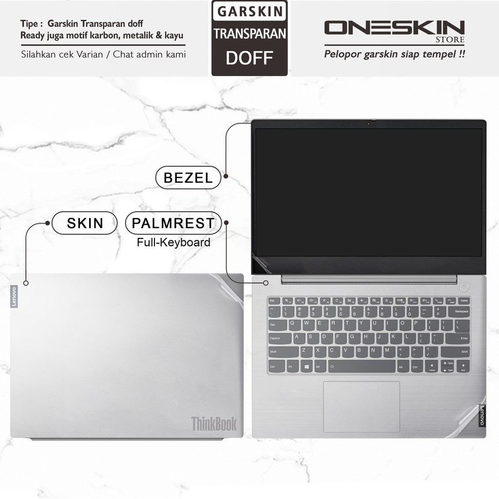 Garskin Sticker Laptop Notebook Macbook Full Body Frame Cover Bening Polos Transparan Doff Laminasi