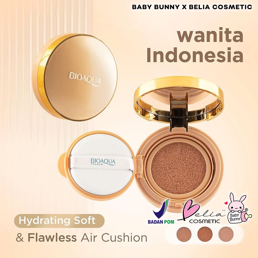 ❤ BELIA ❤ BIOAQUA BB Cushion + Refil | Netto 15g + 15g | Air Cushion | Coverage | Flawless | Make Up Foundation | BPOM