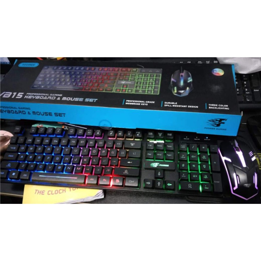 Keyboard Set Mouse FOOMEE VB15 Paket Keyboard Mouse Gaming RGB Light