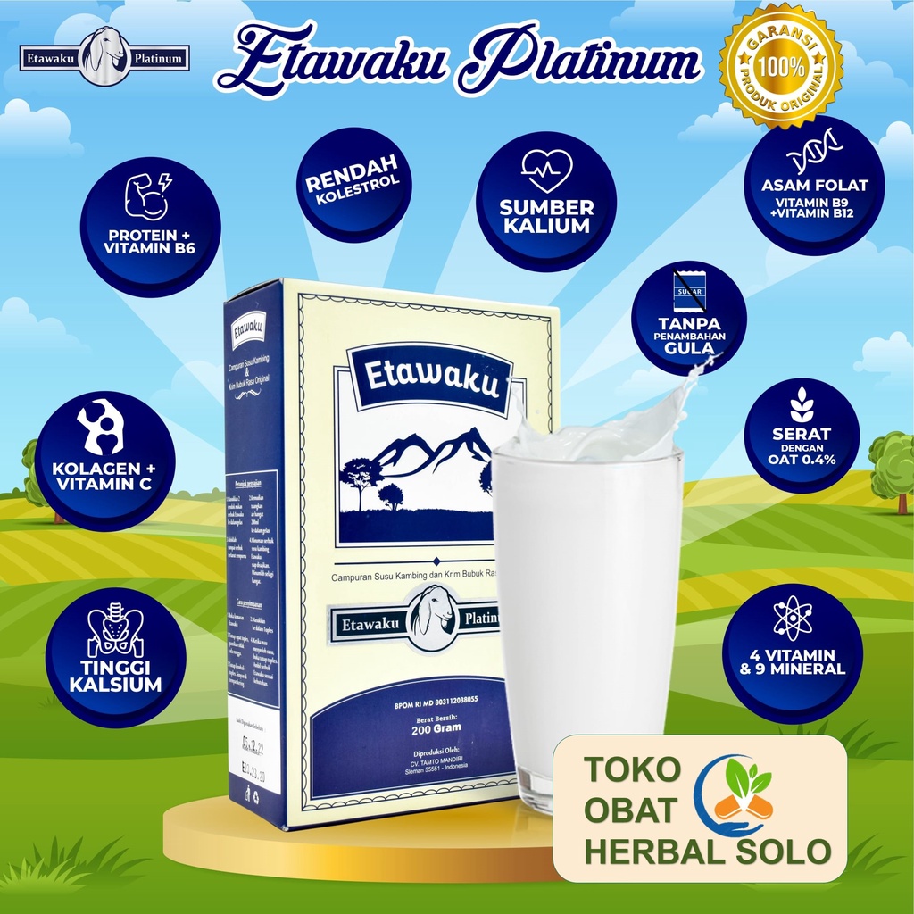 

Susu Kambing Etawaku Platinum Plus Krimer Creamer Box 200 gr Original Asli Murni COD BPOM Tulang Osteoporosis Maag Asam Lambung Asam Urat Rematik Kolesterol Diabetes Imunitas Mengobati Sakit Pernafasan Paru Paru TBC Bronkitis Flek Pneumonia Nyeri Sendi