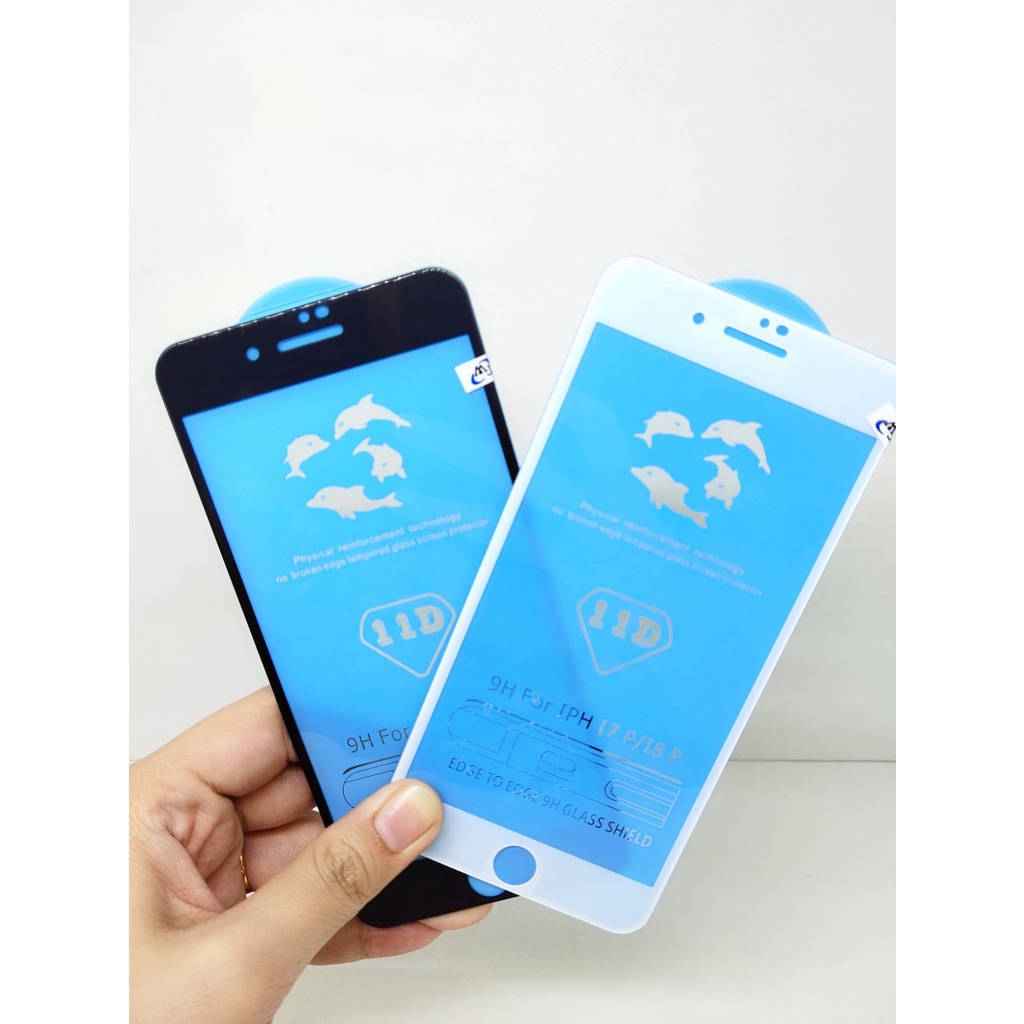 REAL 11D 9H iPhone 6s Plus 7Plus 8 Plus Tempered Glass Blue Board Real Curved Full Coverage