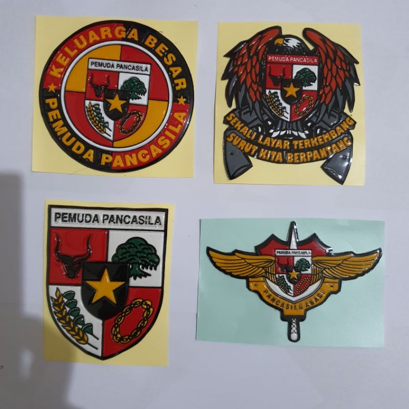 STICKER EMBOS LOGO PP(PEMUDA PANCASILA) ISI 4 SATU SET/STIKER TIMBUL LOGO PEMUDA PANCASILA