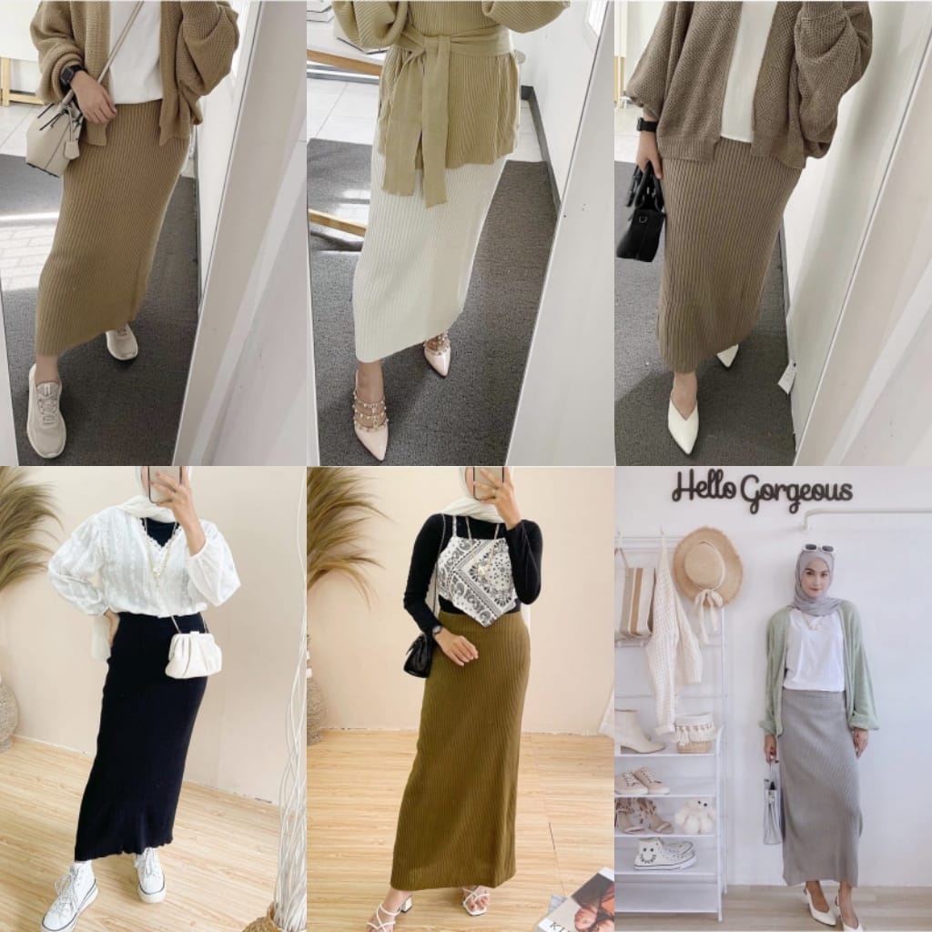 MAUNA SKIRT SPAN KNIT - rok span / skirt span / rok knit / rok span panjang / rok span rajut