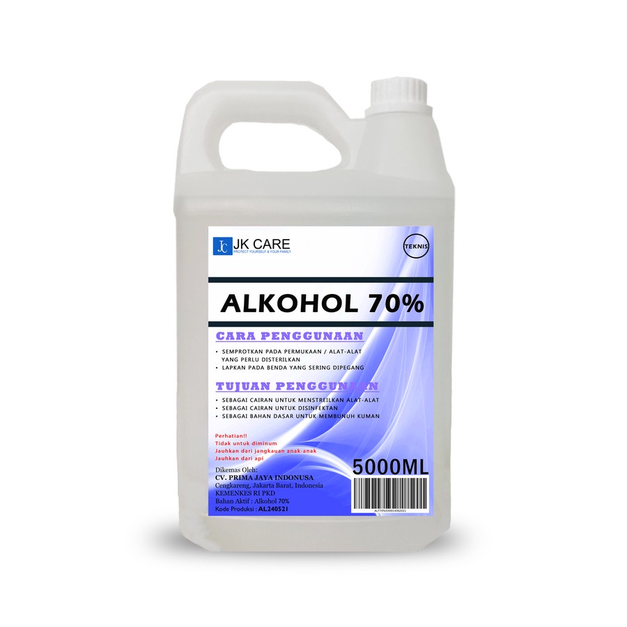 JKCARE Alkohol Teknis 70% - Antiseptik Non Food Grade 5000ml (KHUSUS GRAB/GOJEK)