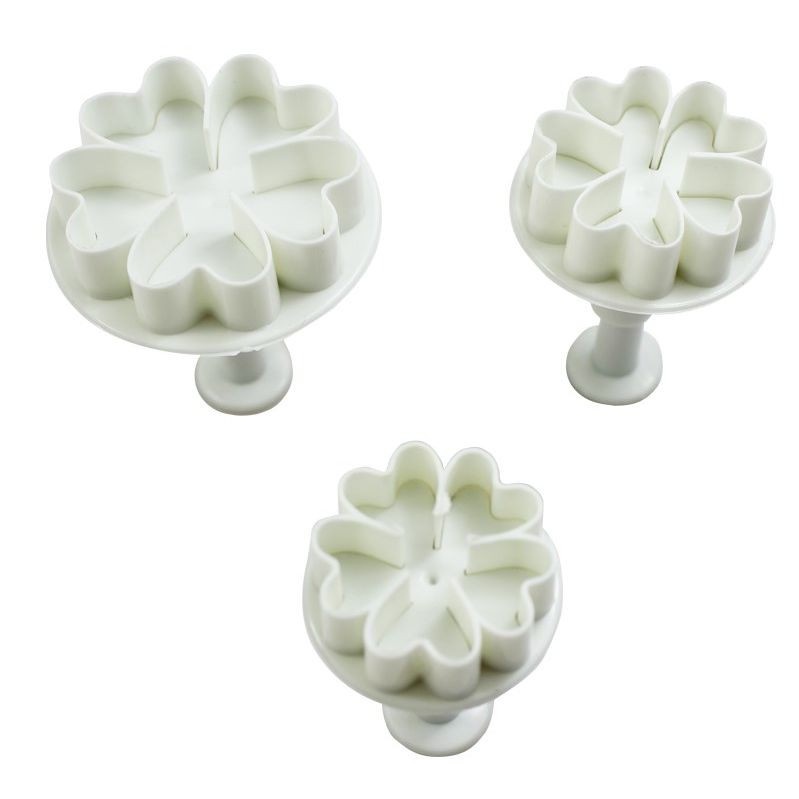 Fondant Plunger Cutter - Cetakan Fondant Heart Flower (3pcs)