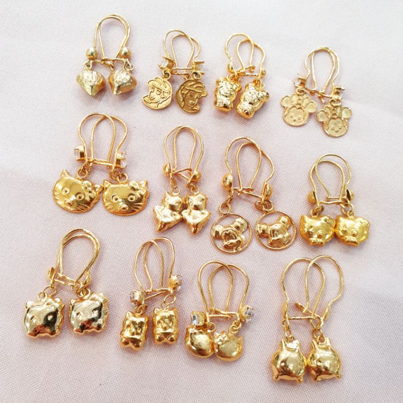 Anting hook anak gantung karakter bebas pilih emas asli kadar 375