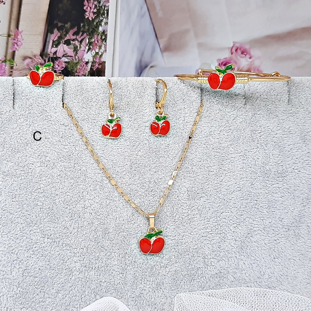 Xuping Anak Set Kalung Anting Cincin Strawberry - BS006