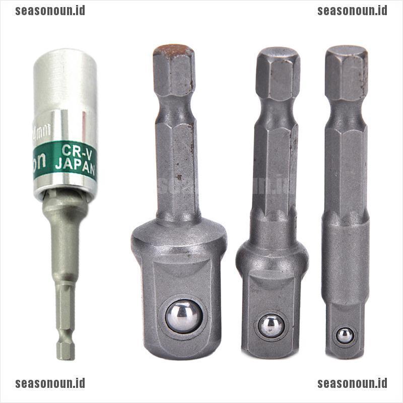 3 X Set Adaptor Soket Mata Bor HEX Tanpa Kabel 1 / 4 Ke 1 / 2 1 / 4 3 / 8 inch