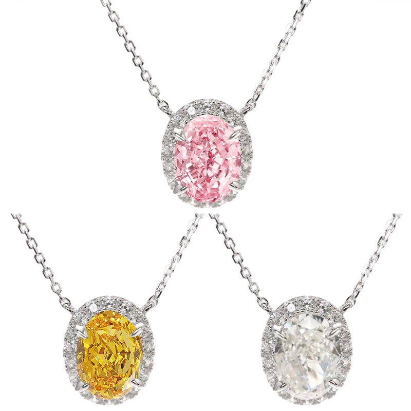 Kalung Liontin Bentuk Oval Bahan Cubic Zirconia AAA Untuk Wanita